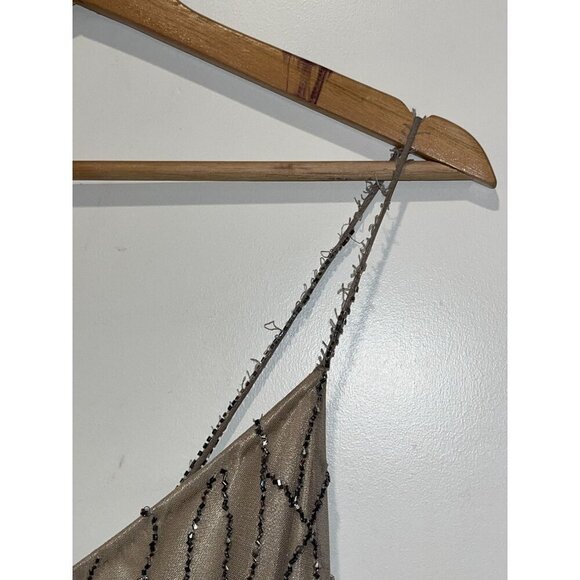 Adrianna Papell Beaded Mesh Blouson Gown Champagne Taupe Silver sz 6 Bridesmaid - Picture 7 of 11